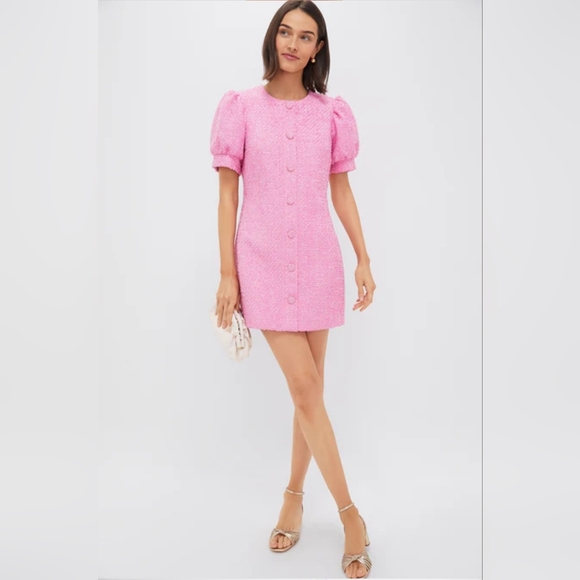 NWT Hyacinth House Tweed Kit Mini Dress Size Medium in Pink Color by Tuckernuck - Picture 3 of 15